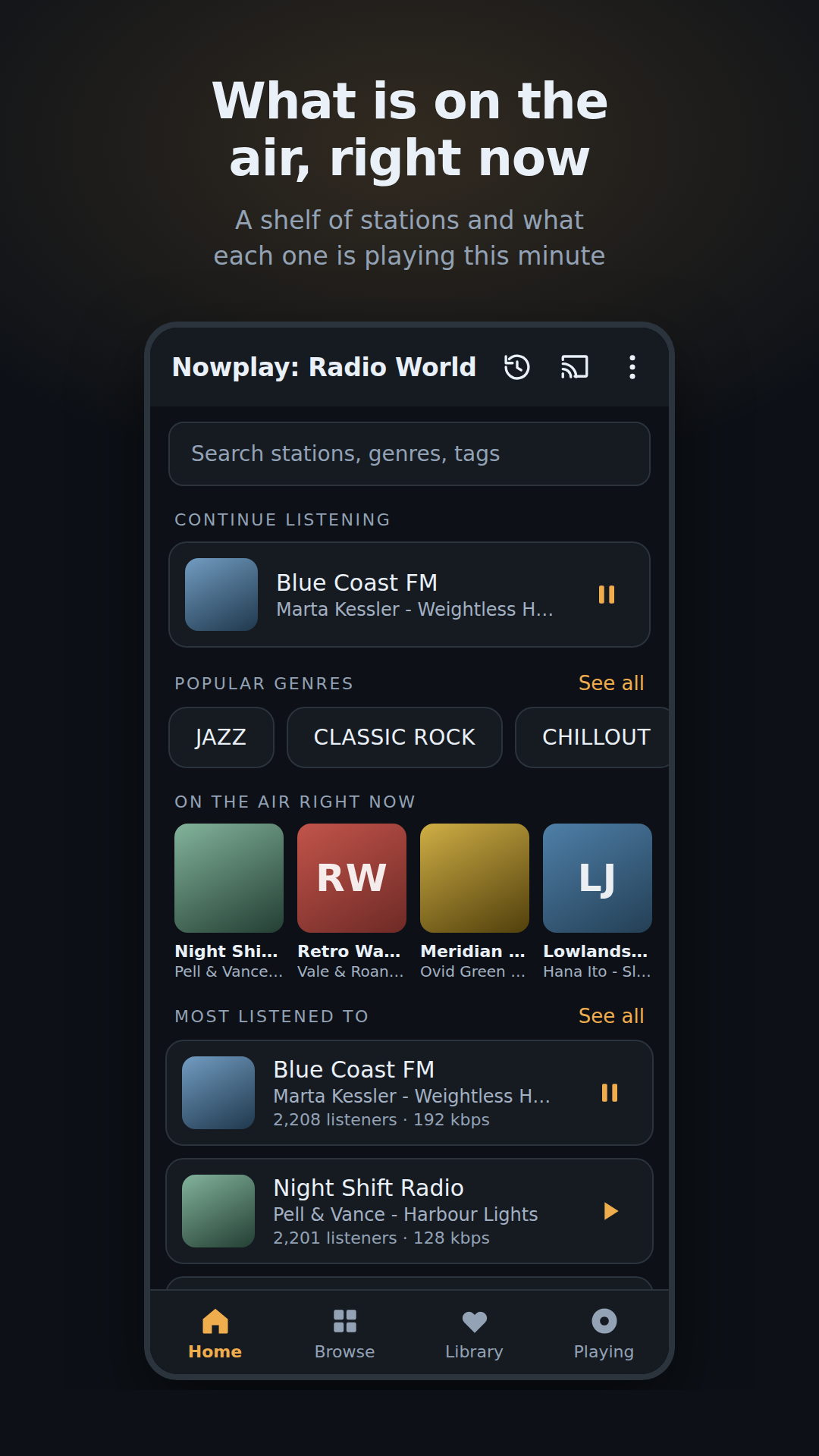 Home: what is on the air right now
